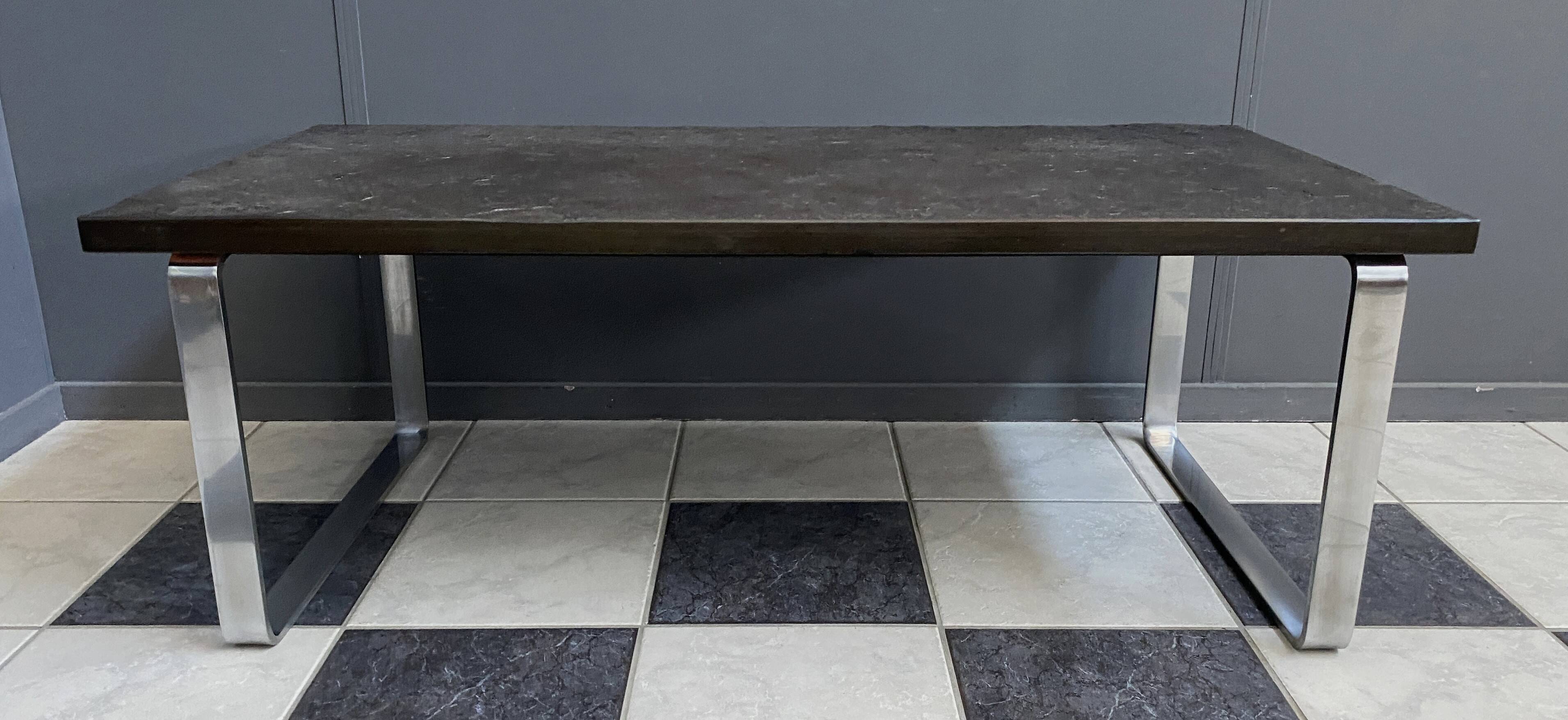 Slate top and chrome coffee table by Dr. Peter Daenert 1970s