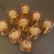 Set of 9 vintage pink glasses with square base