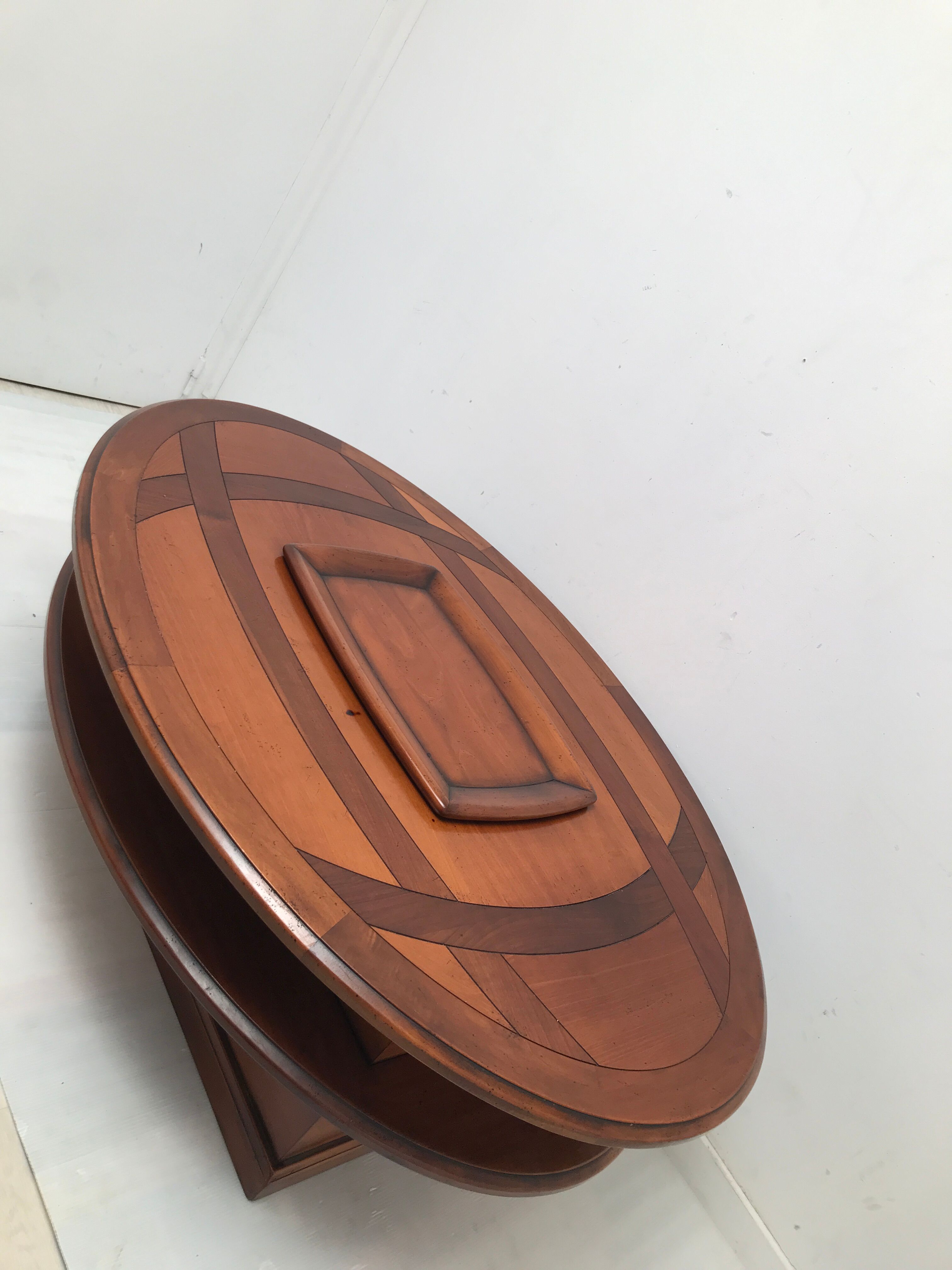 Coffee table bar trunk oval vintage cherry 70s-80s