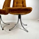 Pair of  chairs - 1970´s - chrome and brown velvet