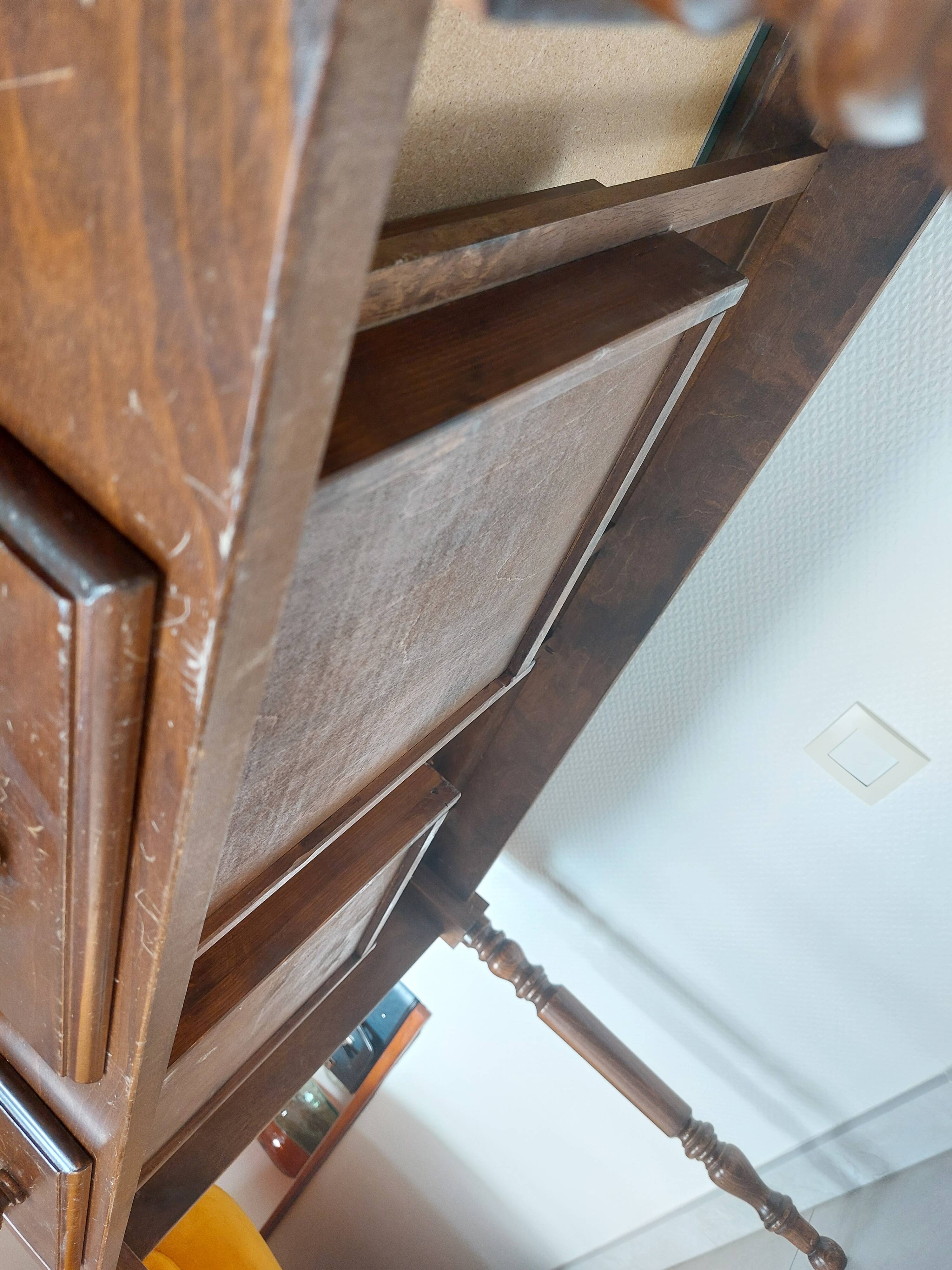 wooden desk, green leather top