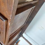 wooden desk, green leather top