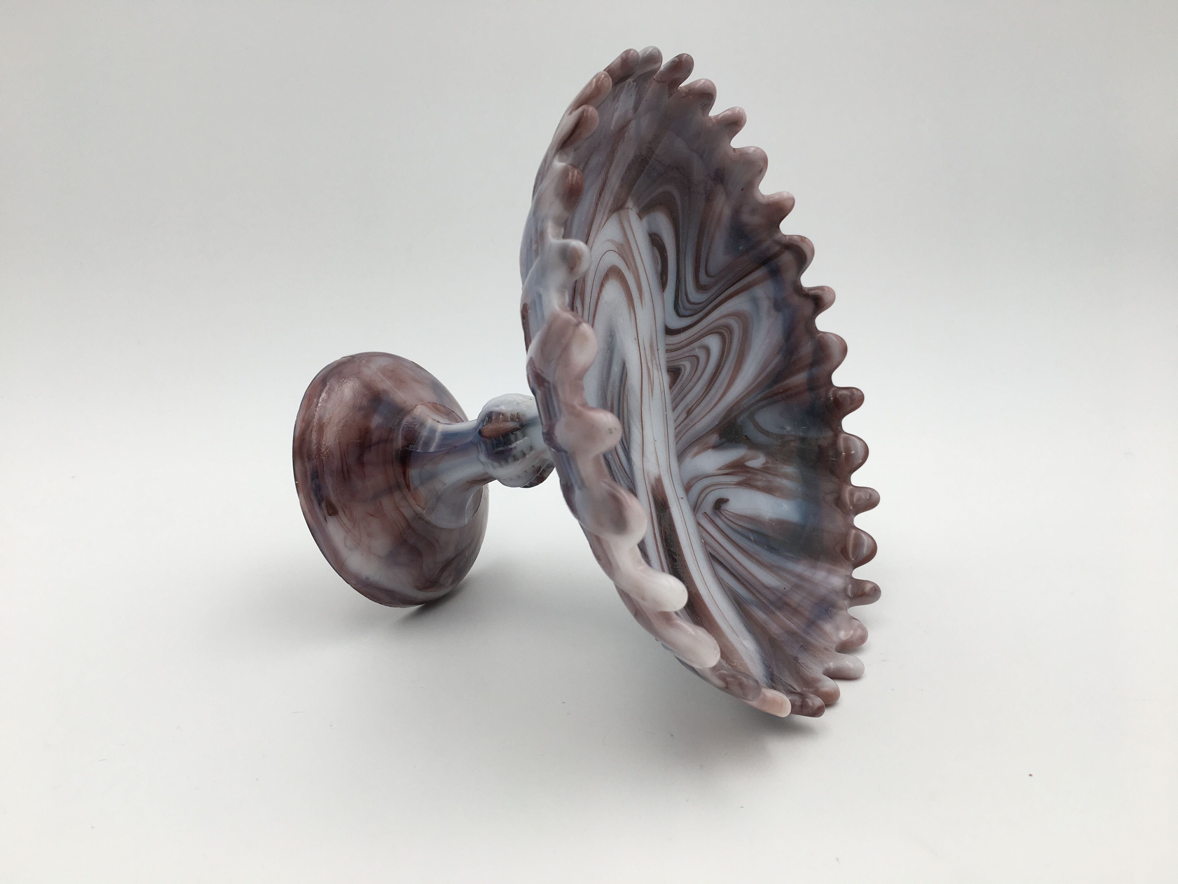 Coupe sur pied en opaline de foire marbrée porte bijoux  - Début XXème siécle