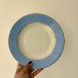 Set of 6 vintage soup plates, pastel colors and gold details