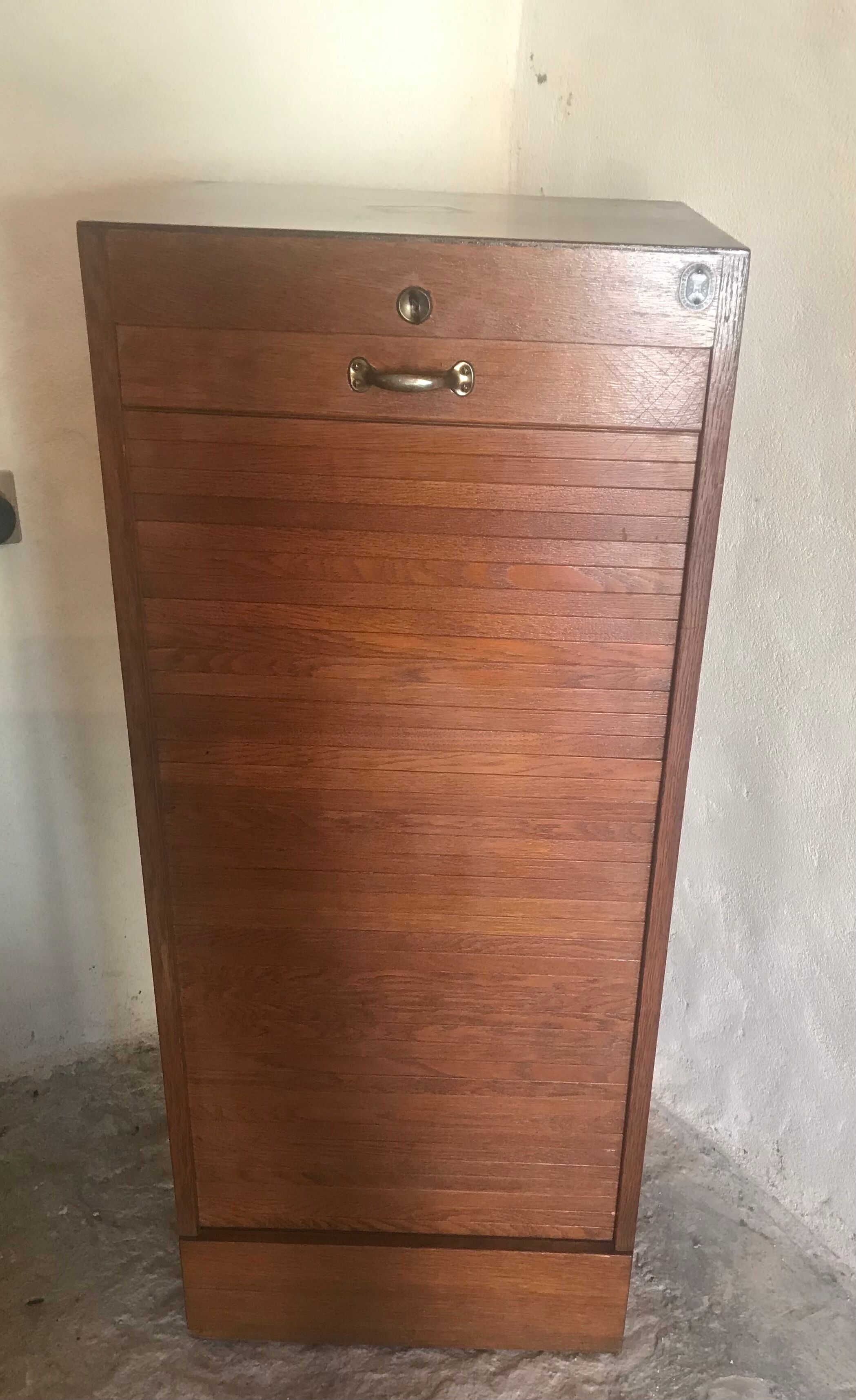 Vintage wooden curtain binder cabinet 1950-1960
