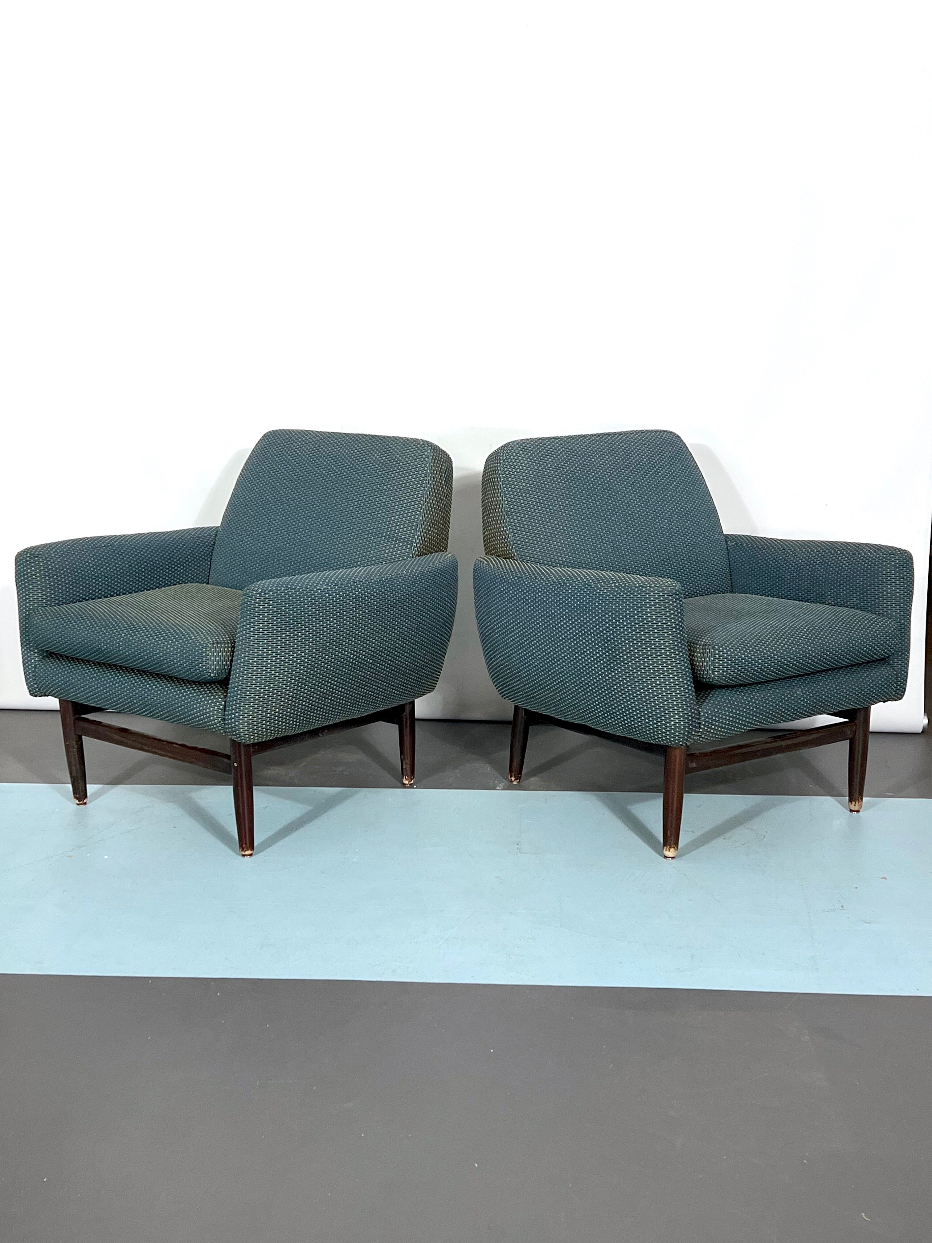 Italian Mid-century wood modern armchairs from 60s