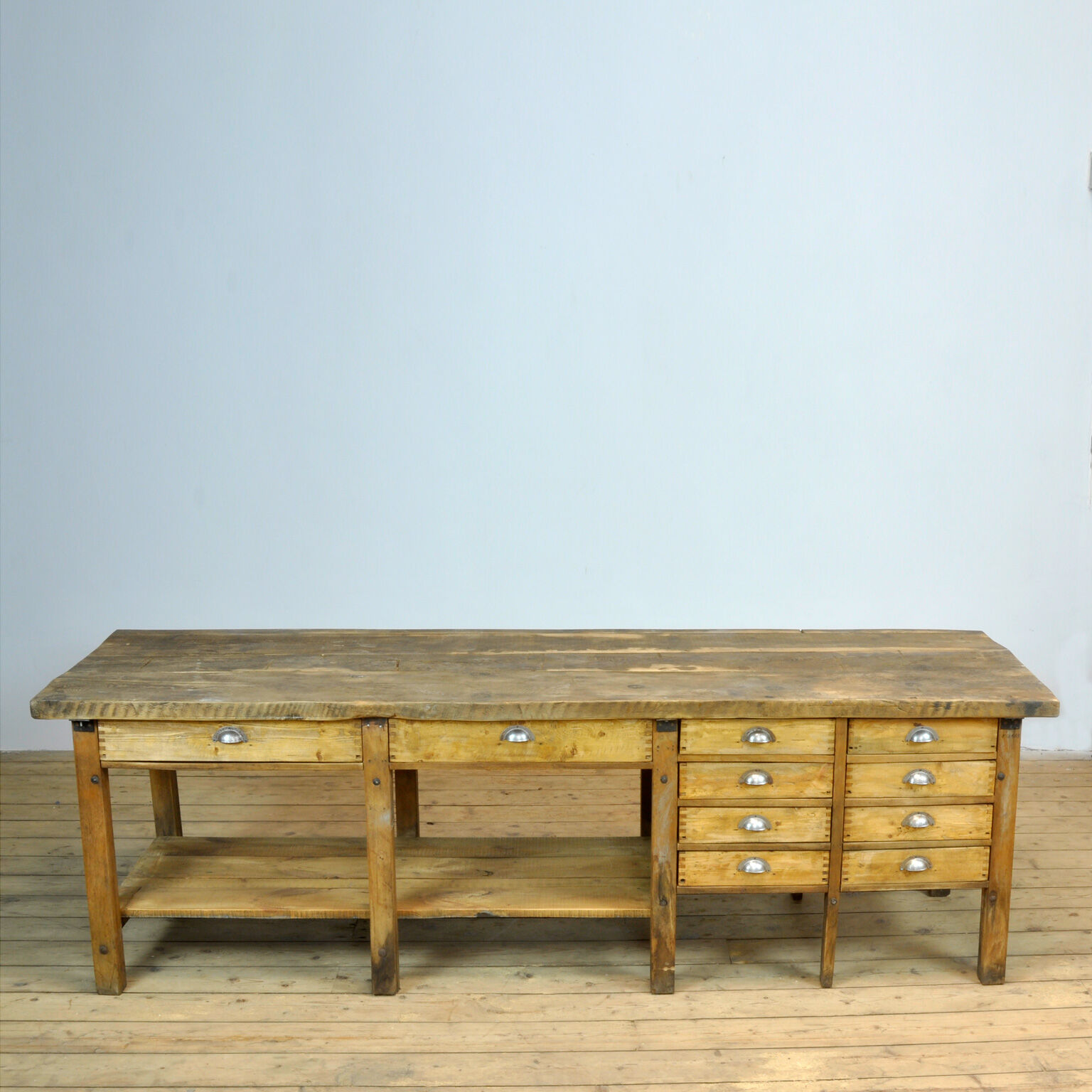 Table de travail industrielle en bois, années 1950