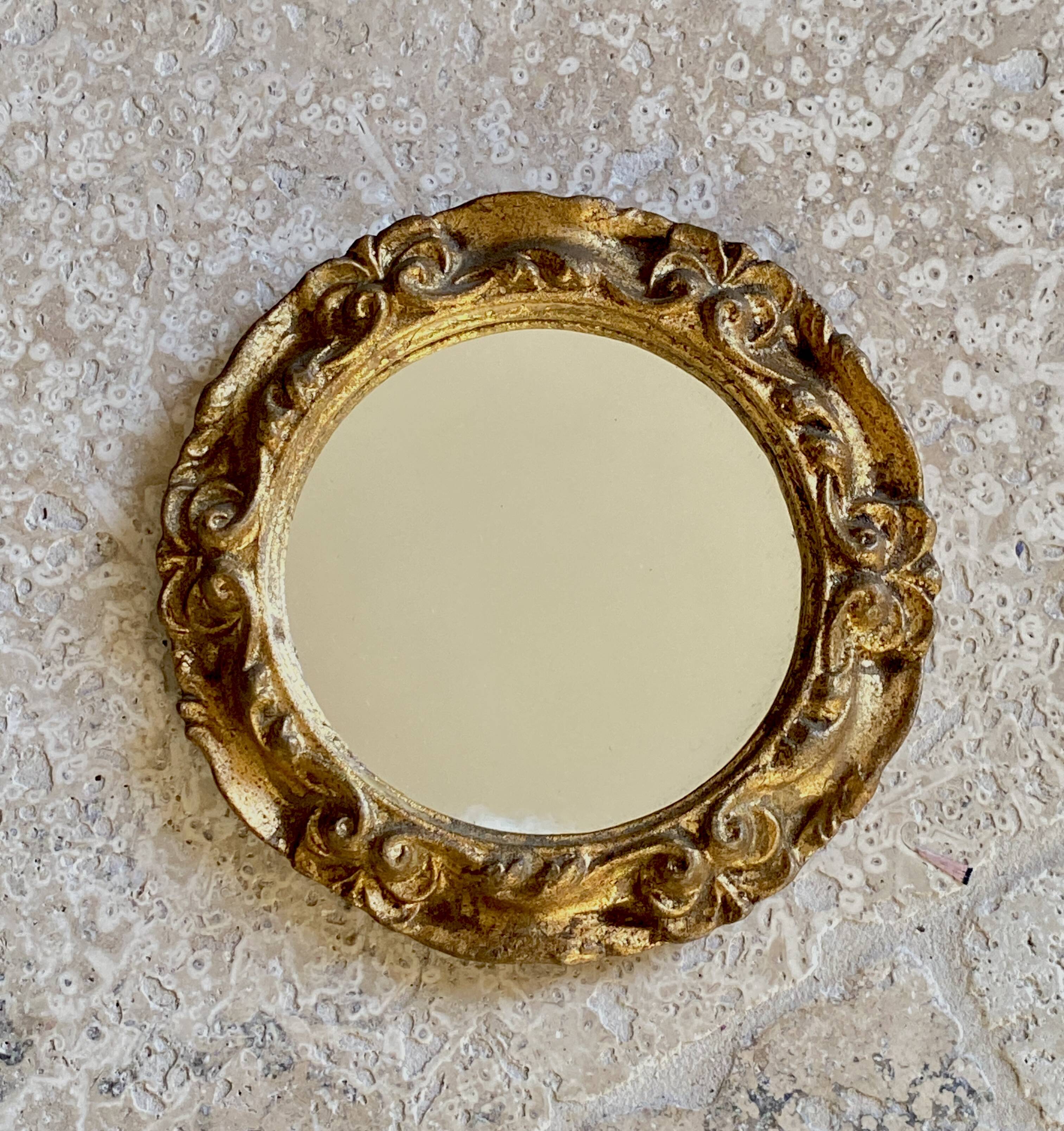 Mini wooden mirror, 17 cm