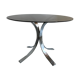 Dining table tulip metal and smoked glass 1970