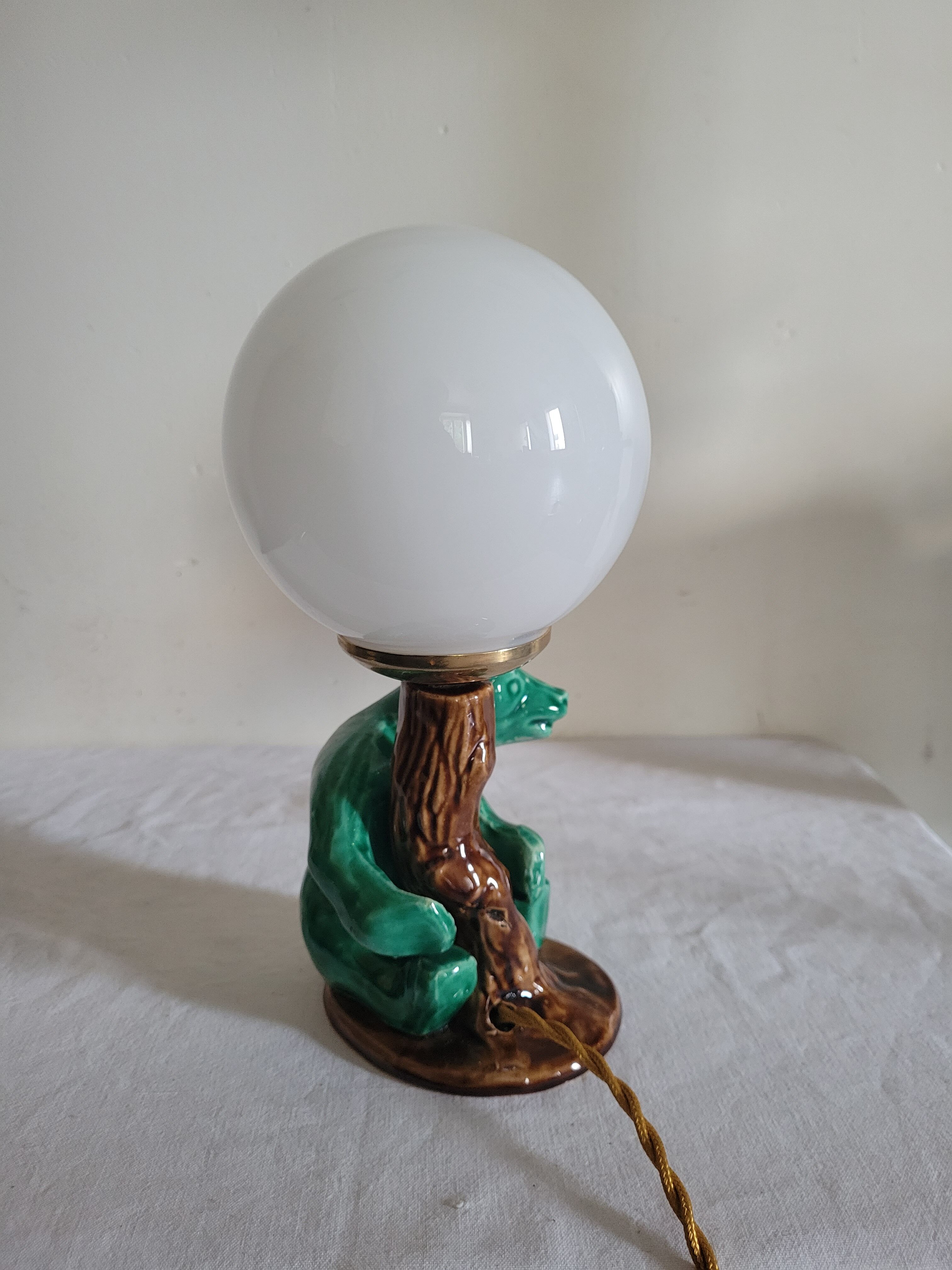 Ceramic green bear lamp
