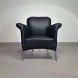 3 x rare armchair / model Turn / black leather / Bert Plantagie in mint condition.