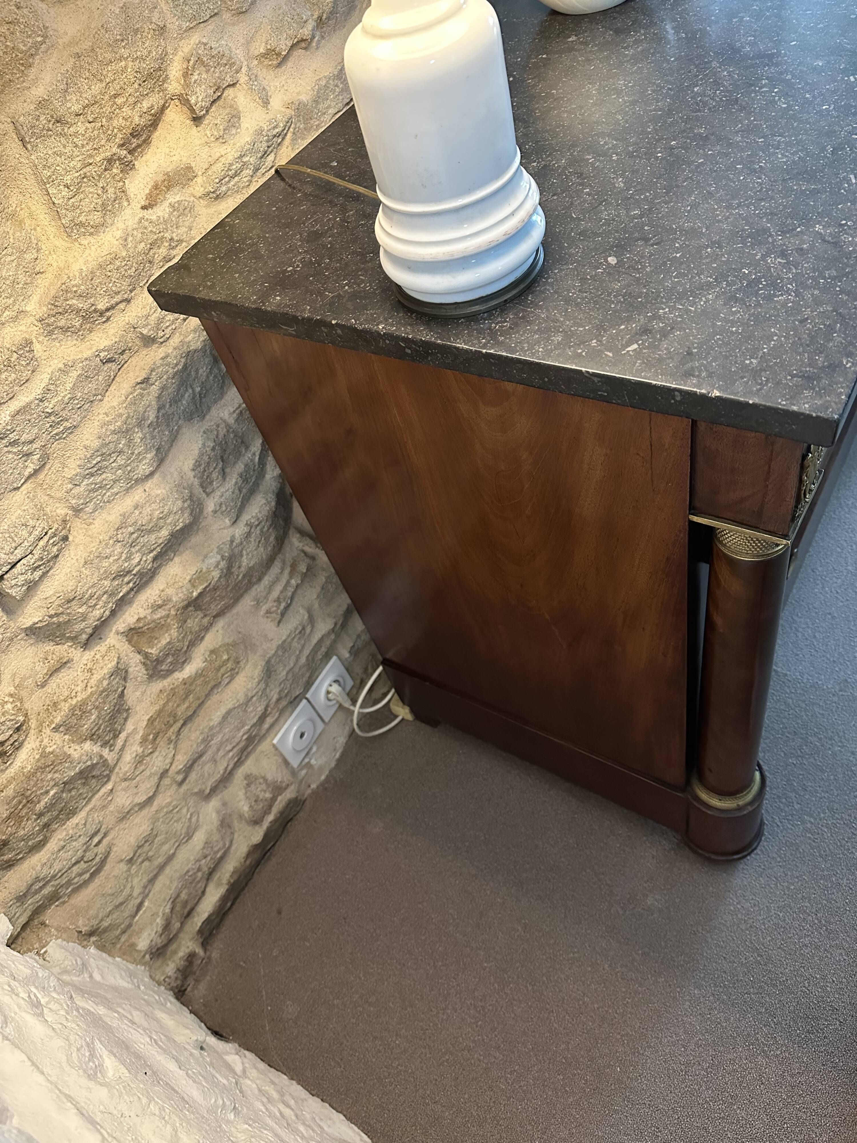Empire chest of drawers with columns, 19th century mahogany