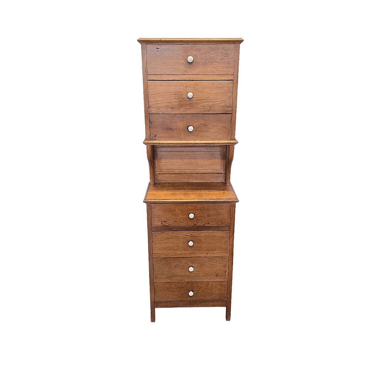 Antique Narrow Oak Chest Of Drawers, early 1900s
