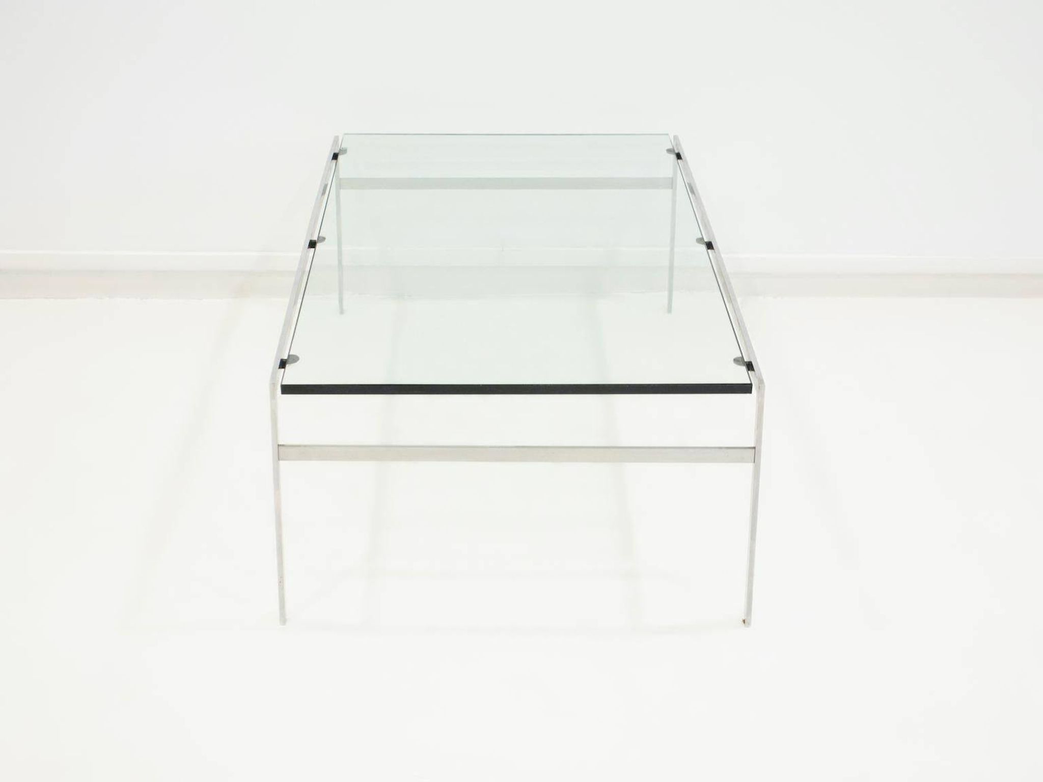 Table basse en acier et verre de Preben Fabricius et Jørgen Kastholm