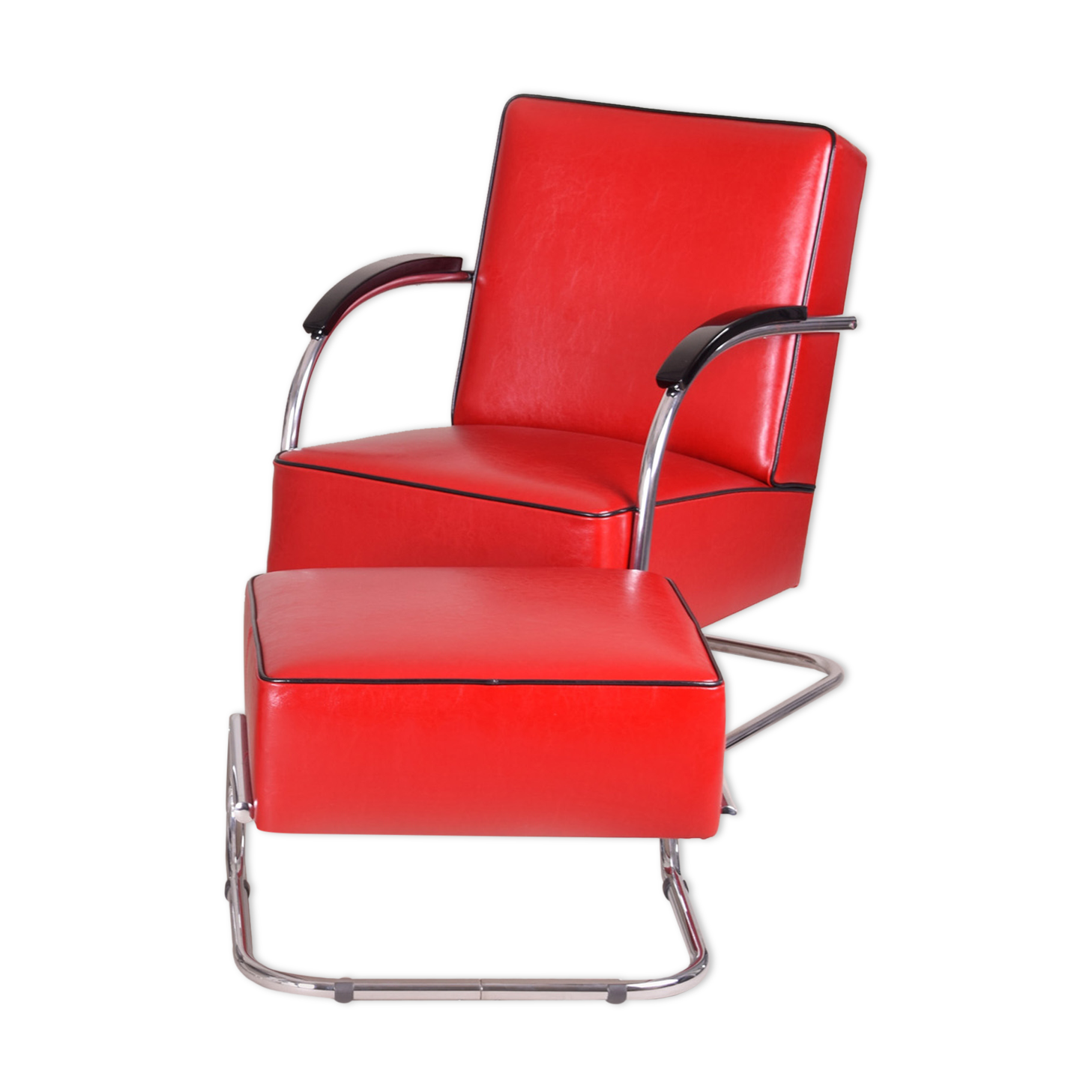 Red Mucke Melder Armchair - 1930s Czechia