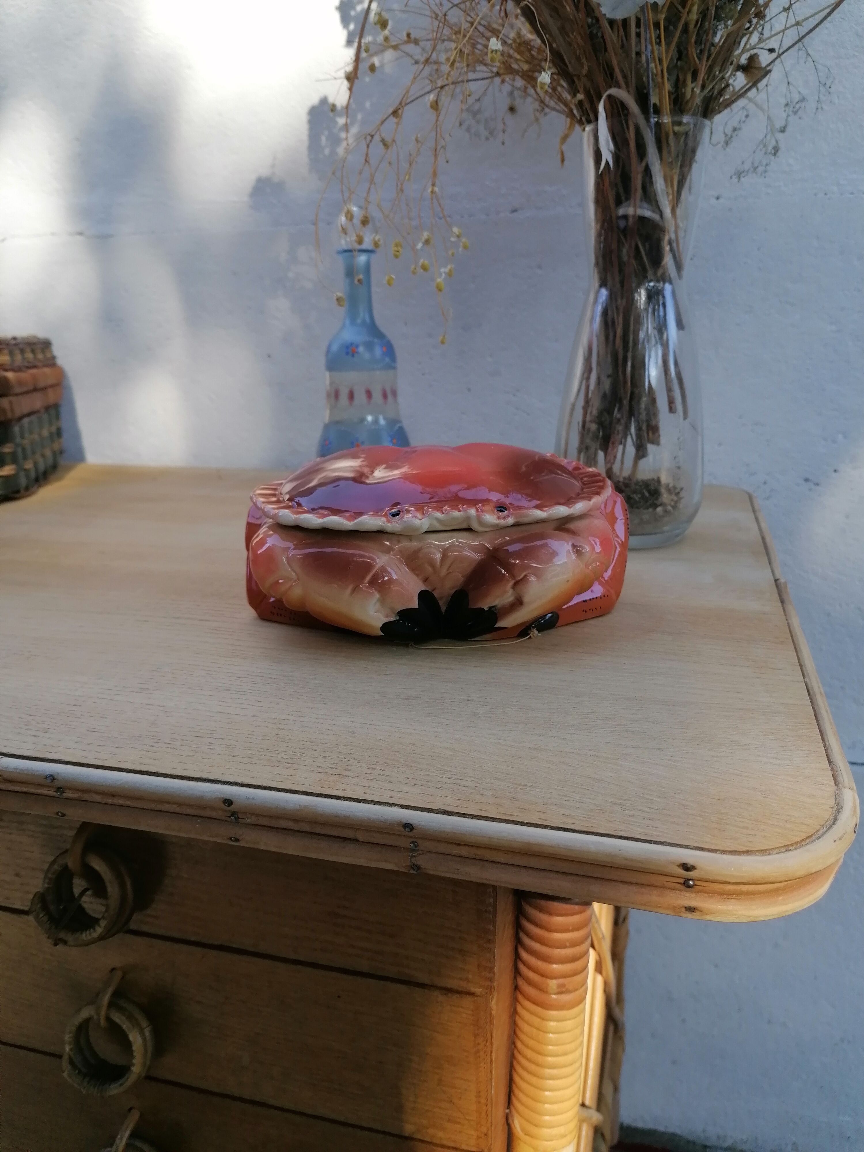 Faïence Caugant bisque crab box