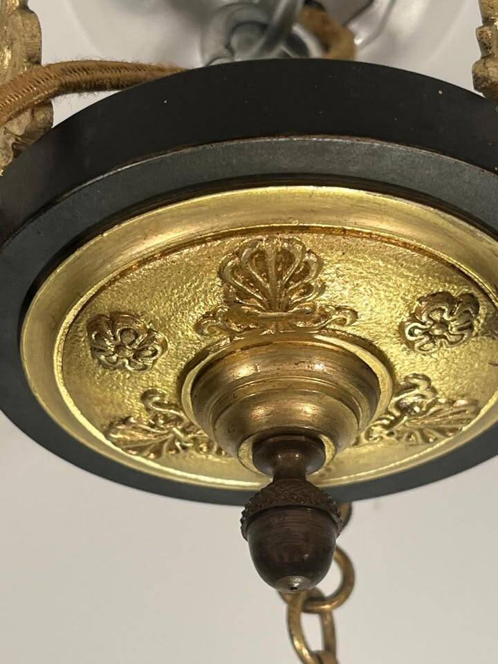 Antique bronze chandelier, Empire style, late 19th century.