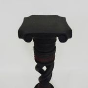 Twisted and engraved blackened wooden pedestal. 1960s 70s.
