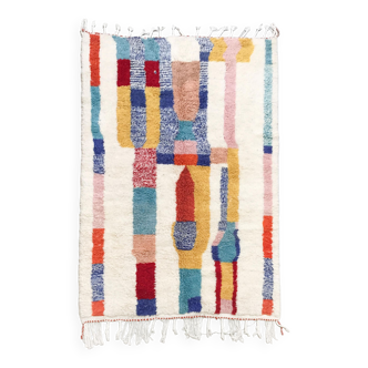 Tapis berbère marocain azilal contemporain à motifs colorés 256x166cm