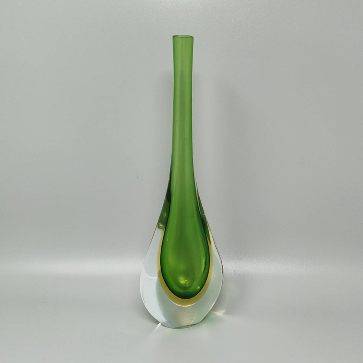 1960s Gorgeous Green and Yellow Vase By Flavio Poli