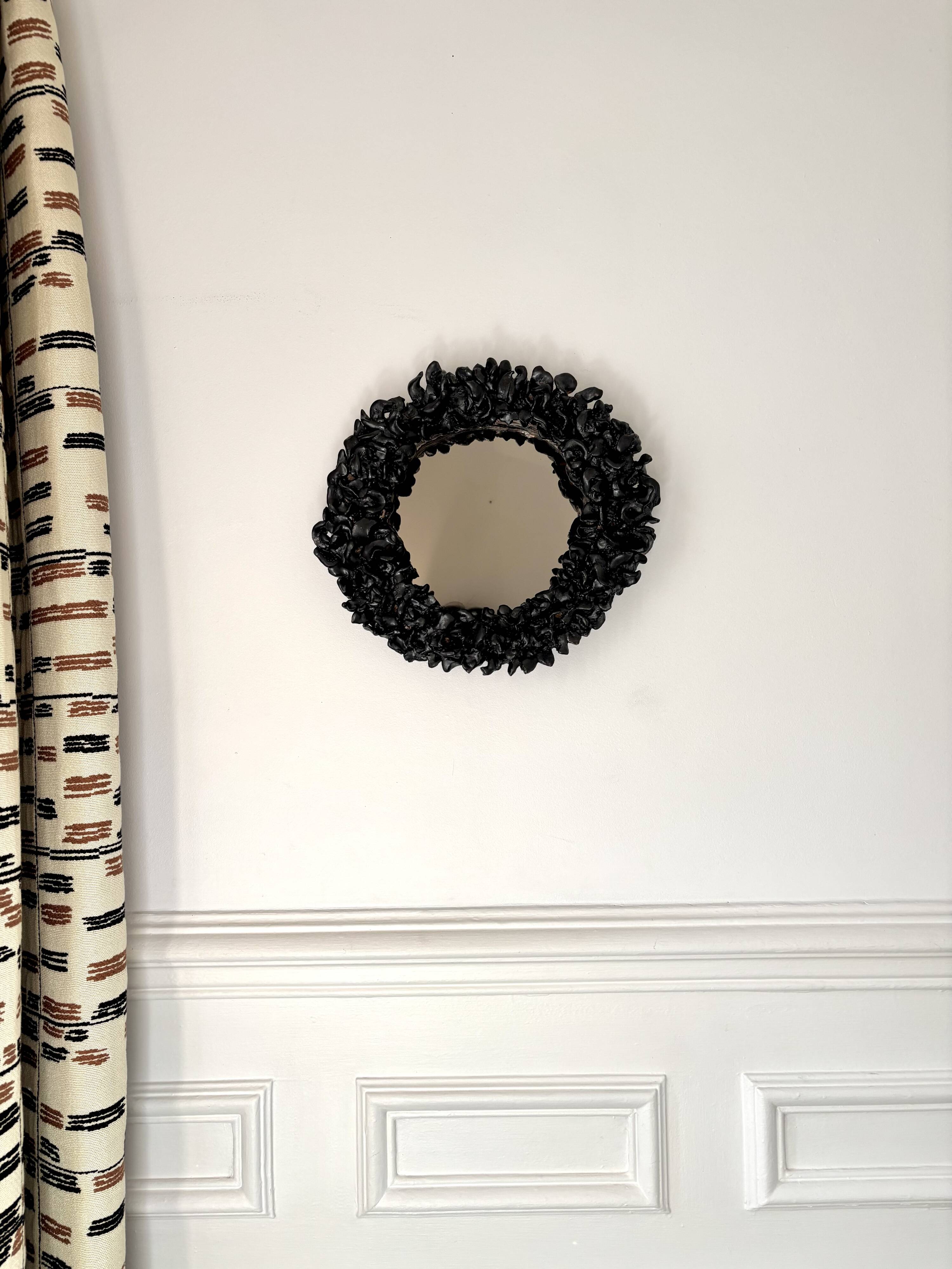 Contemporary French ceramic mirror, Bosco by Renzo Maar.