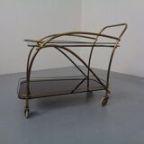 Mid-Century French Brass & Glass Serving Bar Cart, 1960s