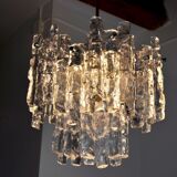J.T Kalmar 'Glaçon' chandelier, Frosted Glass, 2 Levels, Austria, 1970