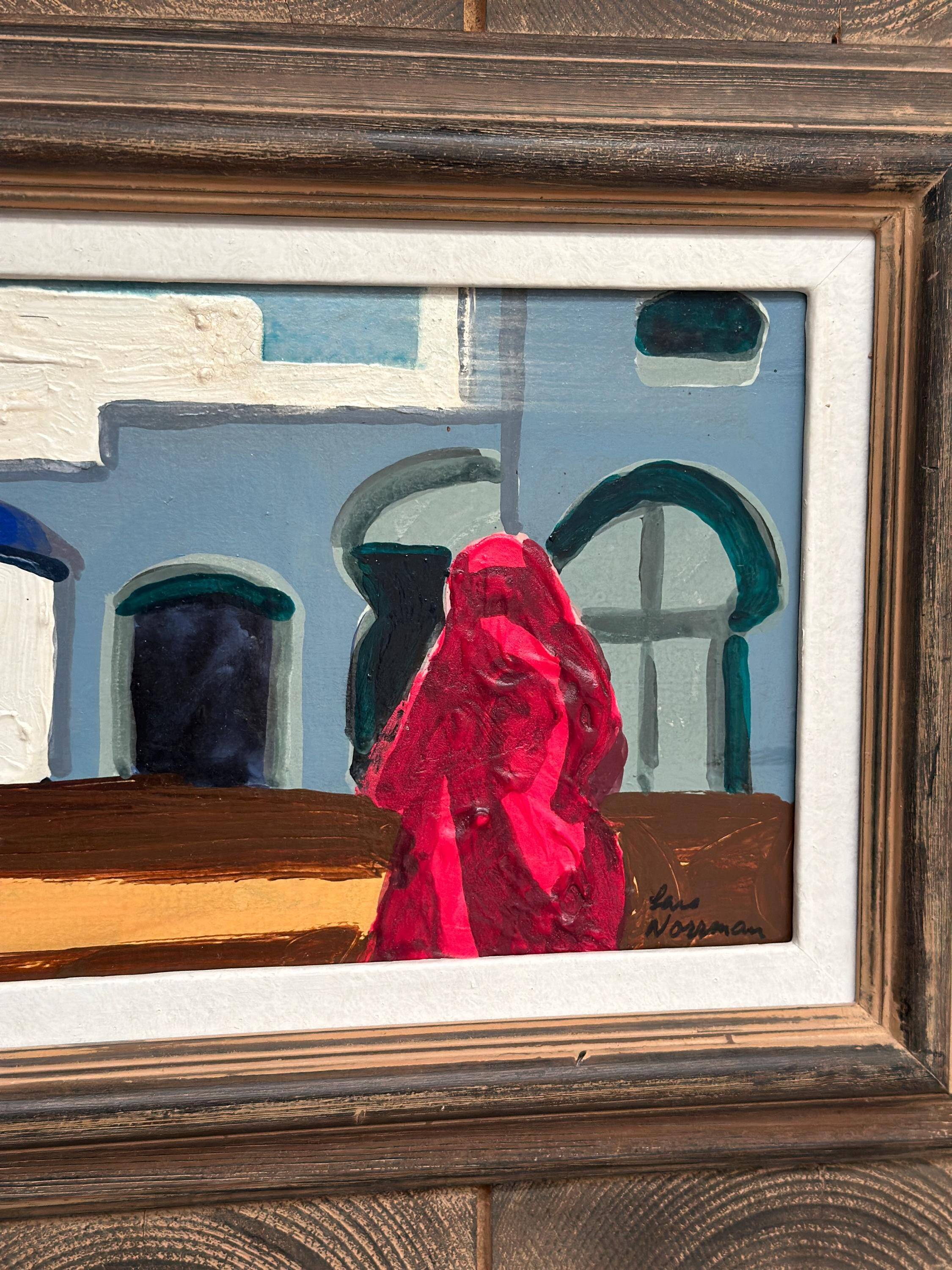 Huile sur panneau suédoise d'époque mi-siècle – « Motif du Sud » par Lars Norrman – Vintage et encadrée