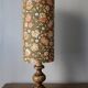 Vintage wooden table lamp with seventies flower tube shade