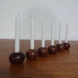 Danish Teak Candleholders, 1960s, Set of 6
