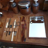 Leather and brass nineteenth monogrammed MCS suitcase