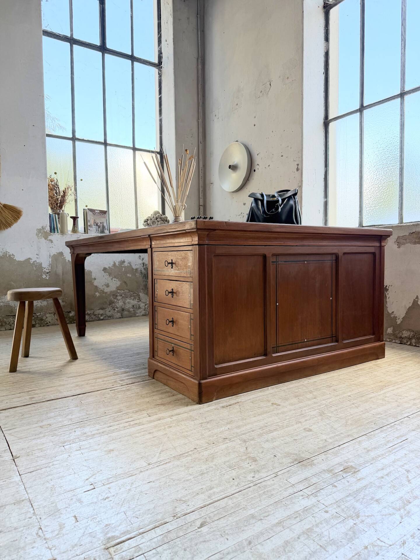 Double-sided walnut counter desk 1900