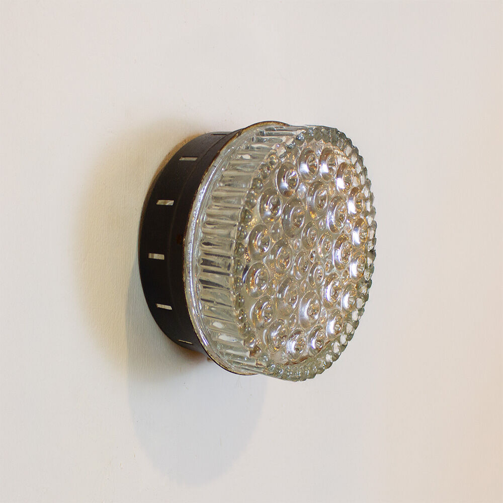 Vintage round glass wall lamp