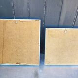 Two vintage paintings made with feathers, hummingbird motif