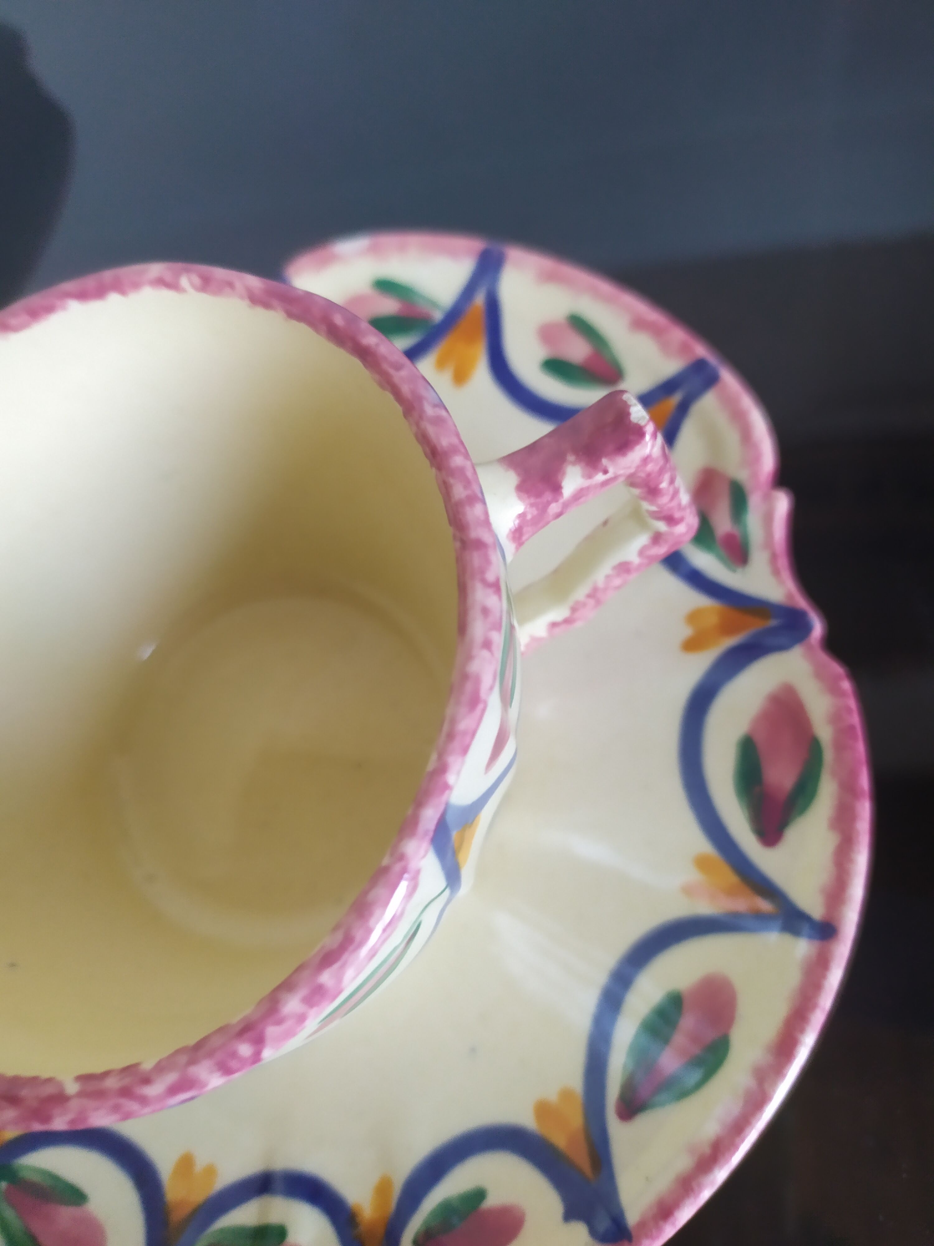 4 cups and saucers of Henriot earthenware