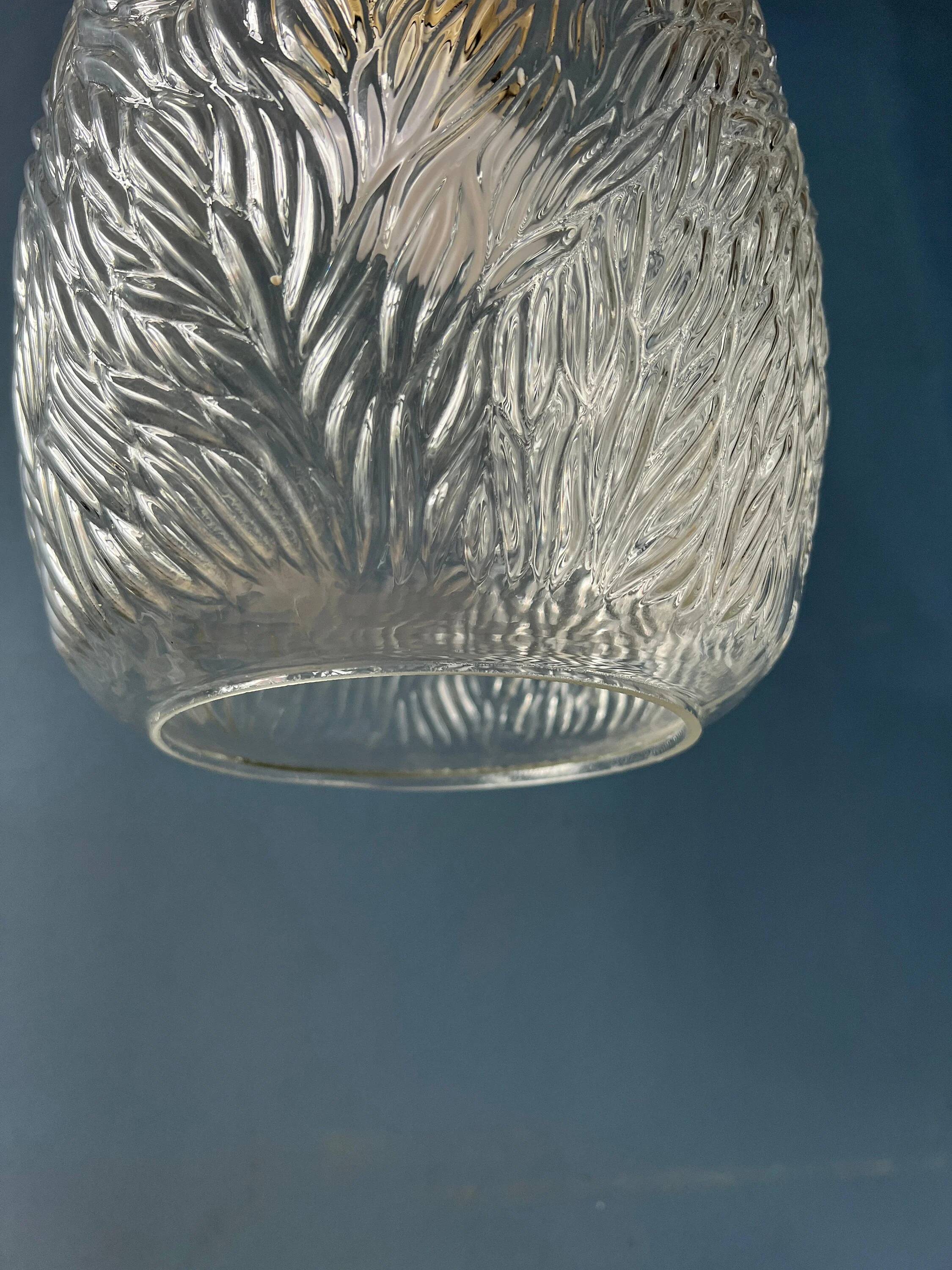 Transparent glass pendant with pattern, mid-century style