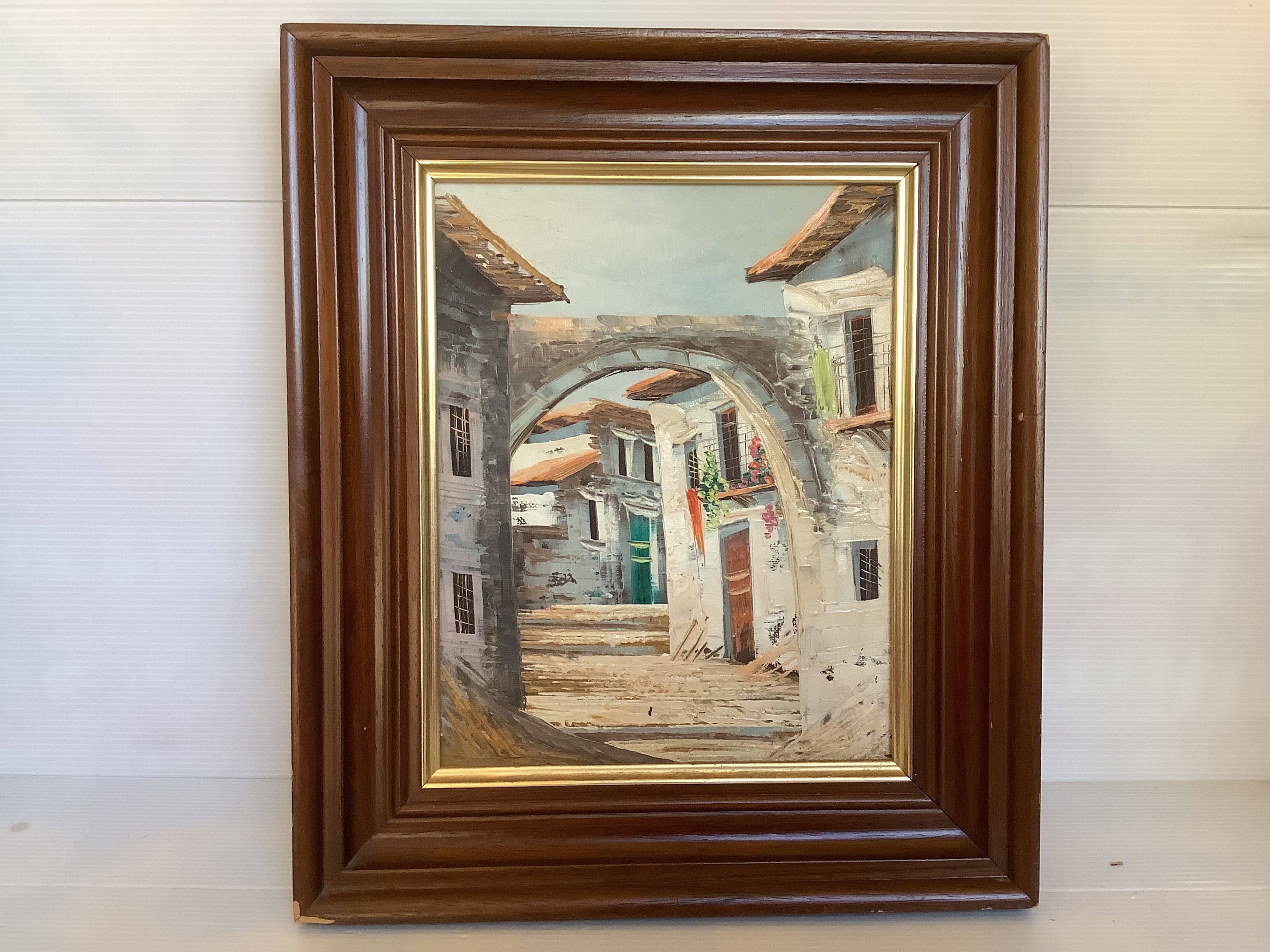 Tableau ruelles de village huile sur toile