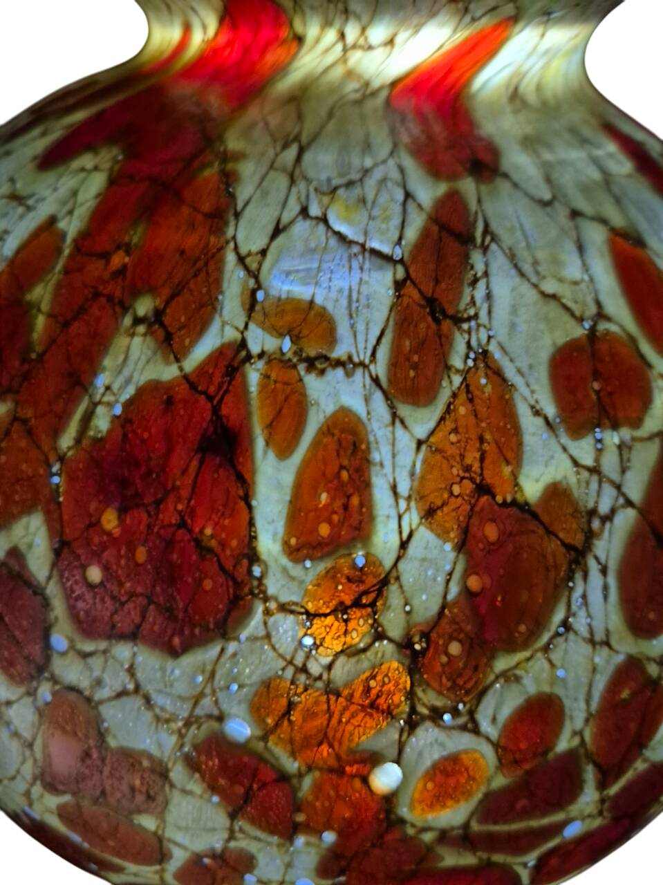 Red and brown glass ball vase, France 1930