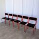 Set of 6 red & black metal chair: space age stackable dining chair baša