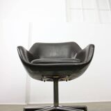 Italian Vintage Chocolate Brown Leather Office Chair