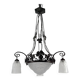 Wrought iron chandelier, tulips / pressed-molded glass bowl, Art Deco, 1930