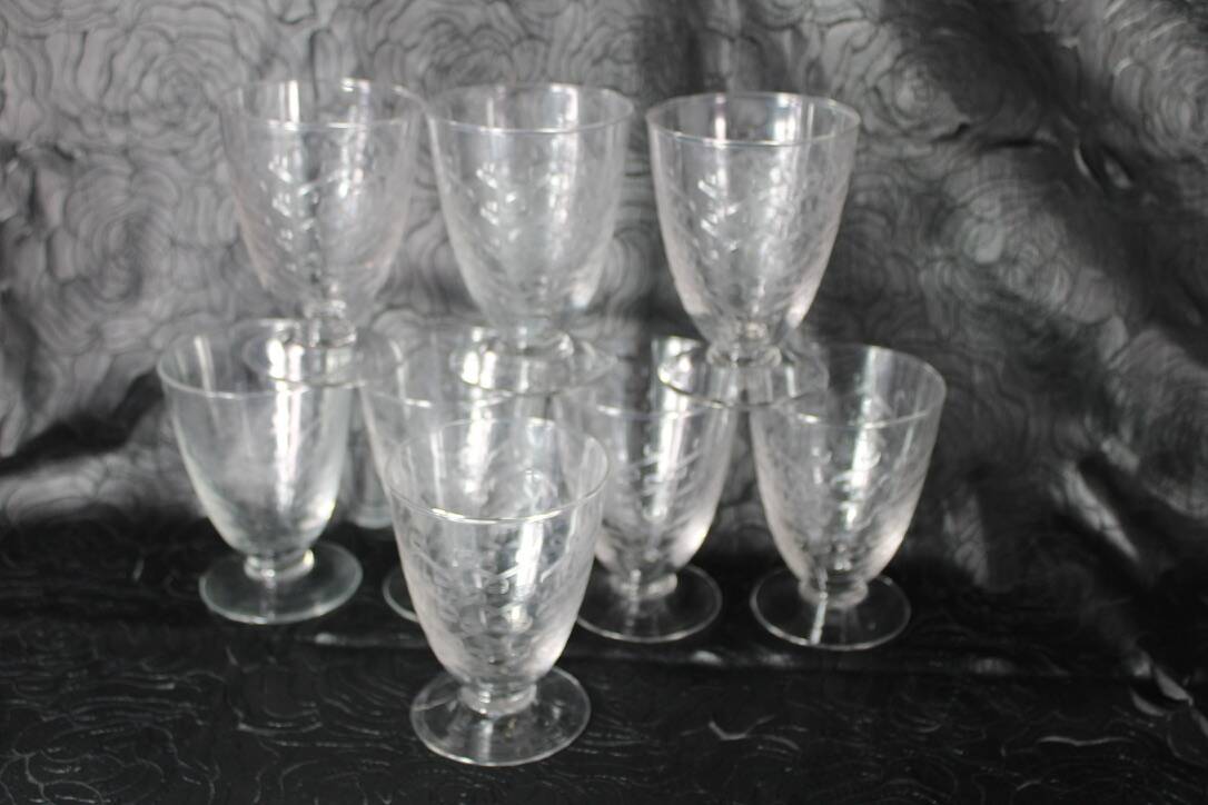 Verres cristal Art déco gravés France 1930 x24