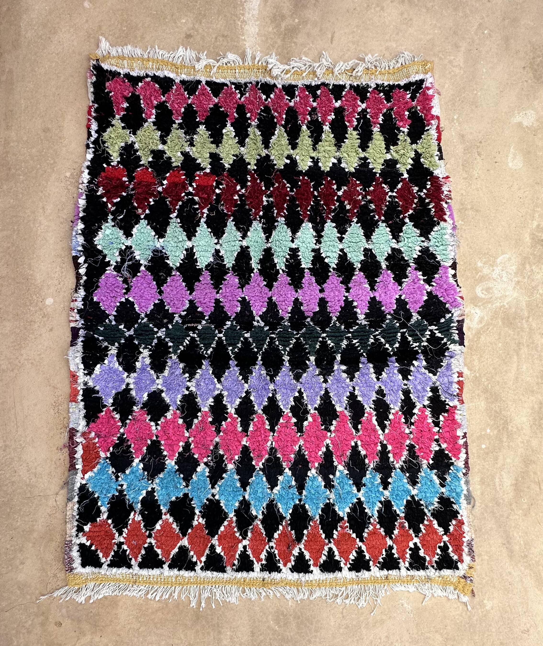 Colorful Boucherouite Berber rug - 120 x 162 cm