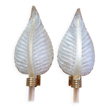 Paire d'appliques feuille Barovier & Toso