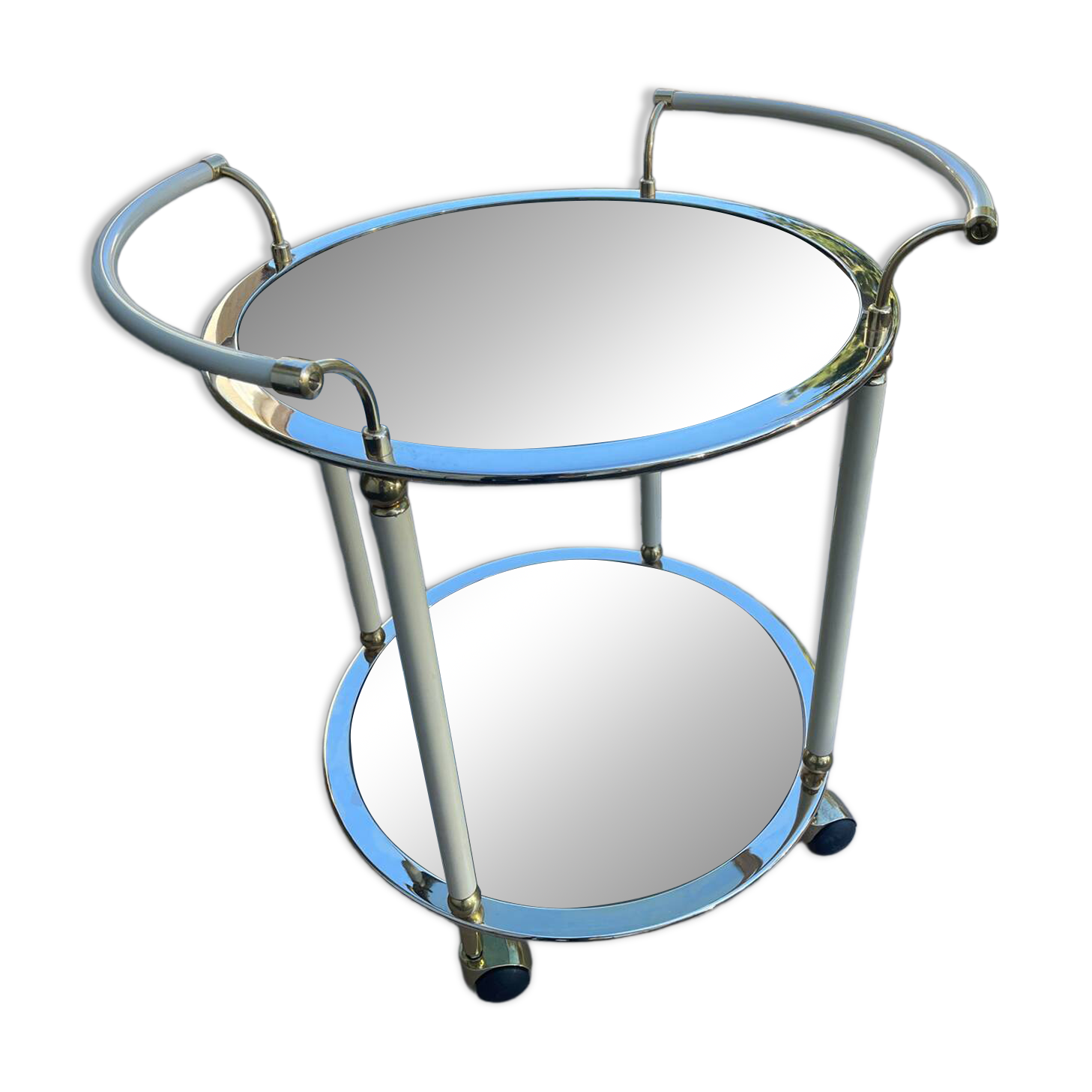 1960s glass and brass bar cart