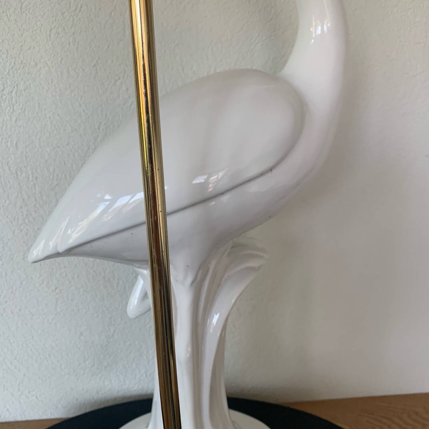 Very large flemish white ceramic lamp 50's italy 97cm with lampshade