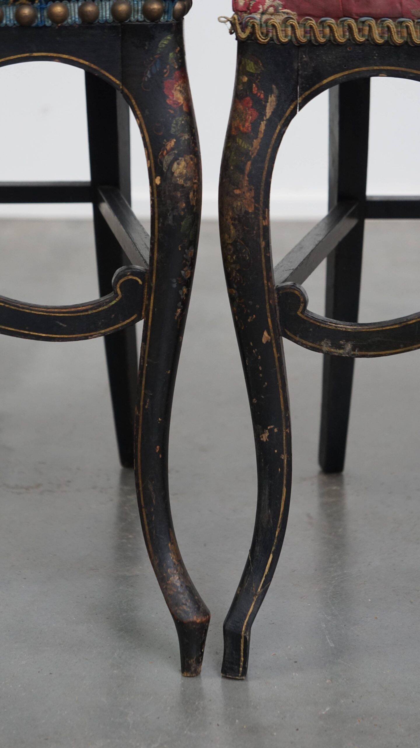 Set of 4 antique French Napoleon III chairs inlaid with mother-of-pearl