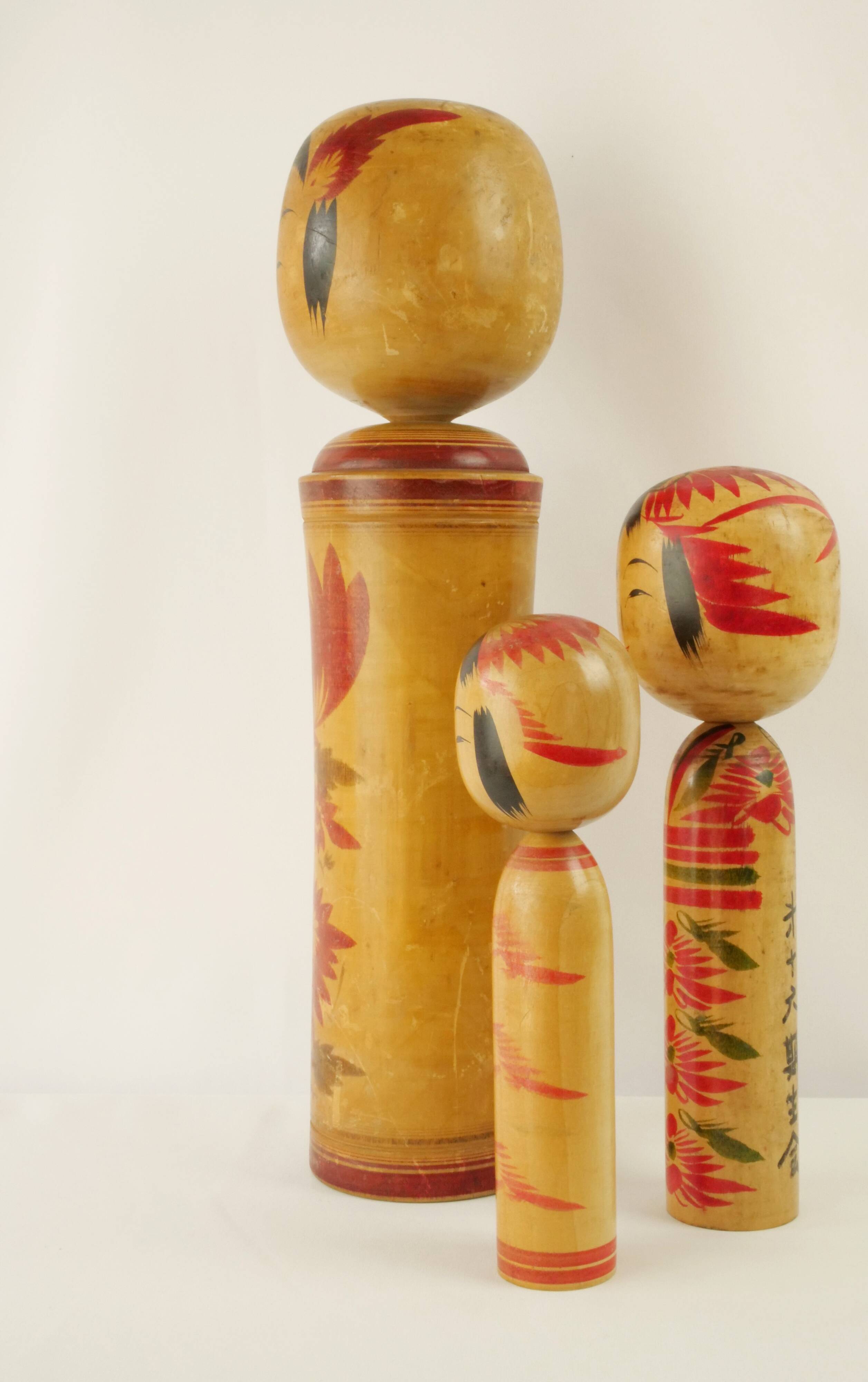 Set of 3 large japanese kokeshi