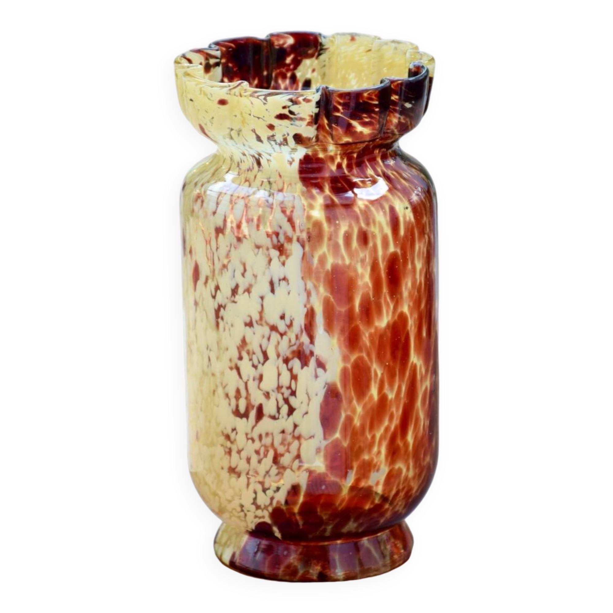 Vase en verre moucheté