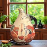 Ciboure pot-bellied pitcher signed Monique Ordoqui circa 1970